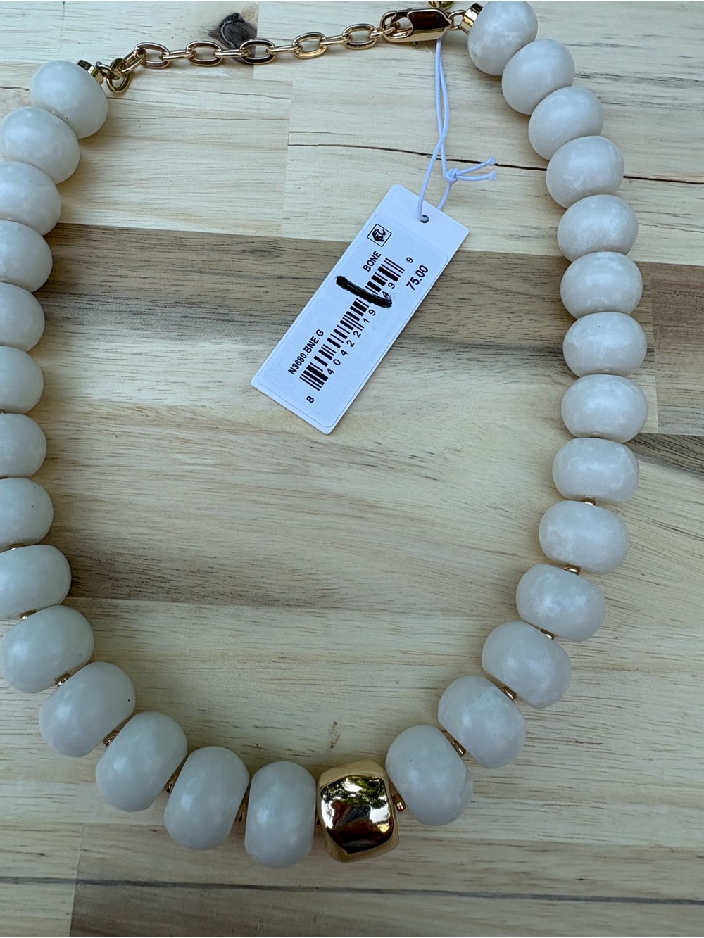 ettika White Power Beaded Statement Necklace with Gold Focal Bead - Picture 3 of 3